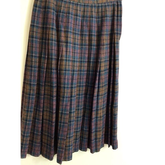 Pendleton Plaid Wool Pleated Skirt Midi Length Made USA Womens 10 - Picture 4 of 7